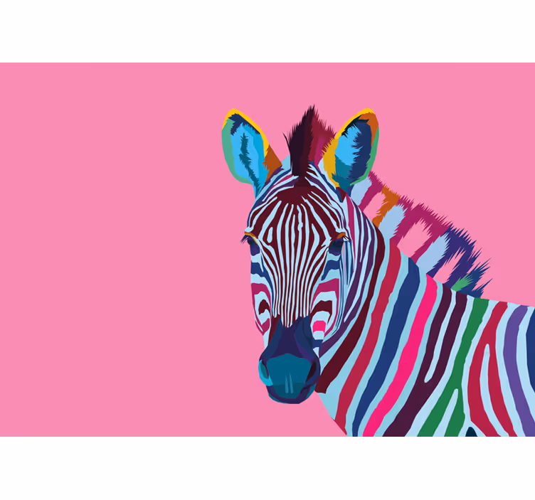 Wall mural animals colorful zebra portrait - TenStickers
