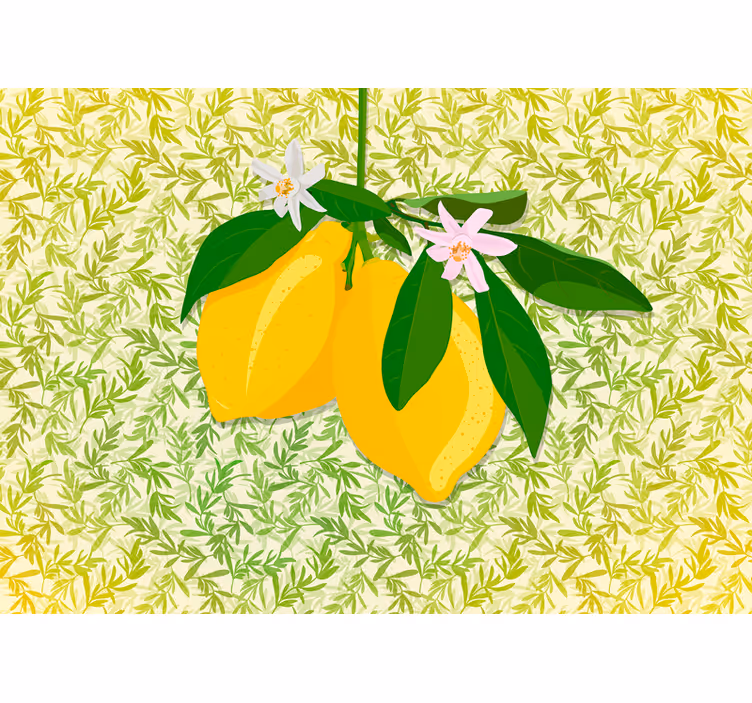 Flowers wall mural lemon branch blossom - TenStickers