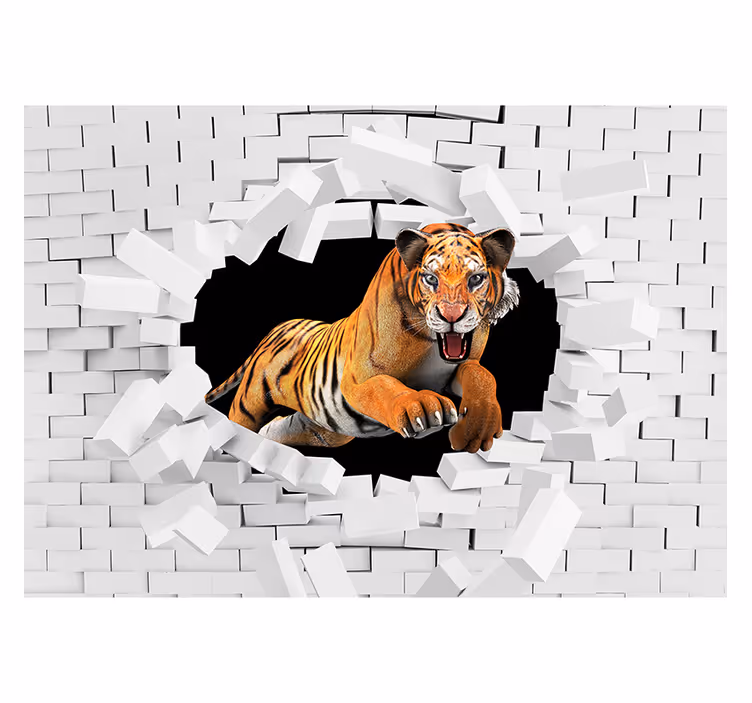 Leaping Tiger wall mural animals - TenStickers