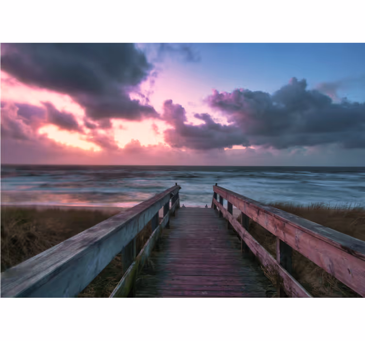Serene cloudy sunset sea wall mural - TenStickers