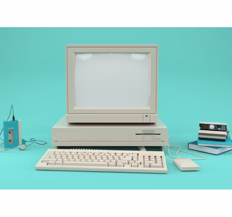 Vintage Computer Setup automotive wall murals - TenStickers