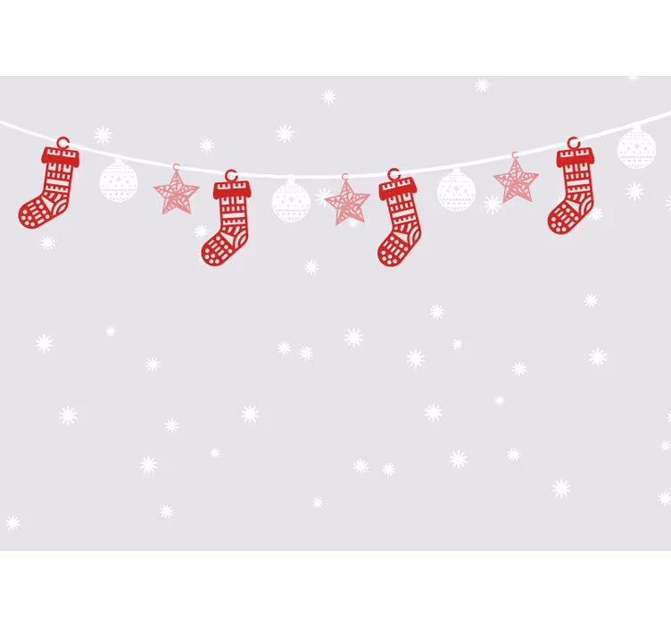 Festive Stockings Garlands wall mural christmas - TenStickers