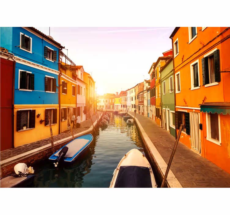 Colorful Canal View wall mural city - TenStickers