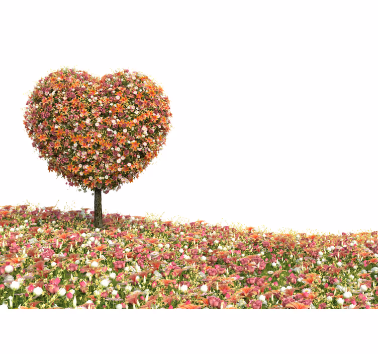 Heart-Shaped Floral Tree flowers wall mural - TenStickers