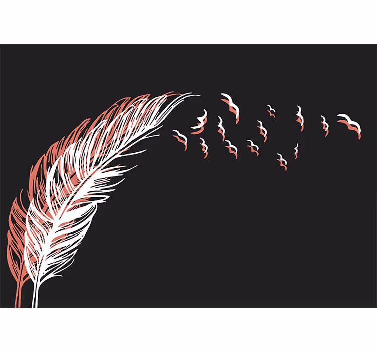 Abstract mural wallpaper feather flowing design - TenStickers