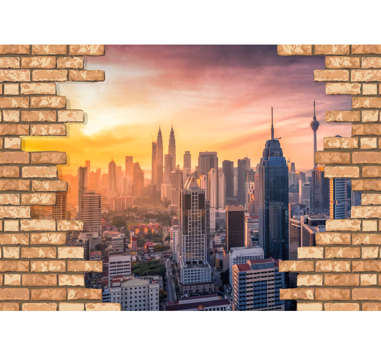 Wall mural city kuala lumpur skyline art - TenStickers