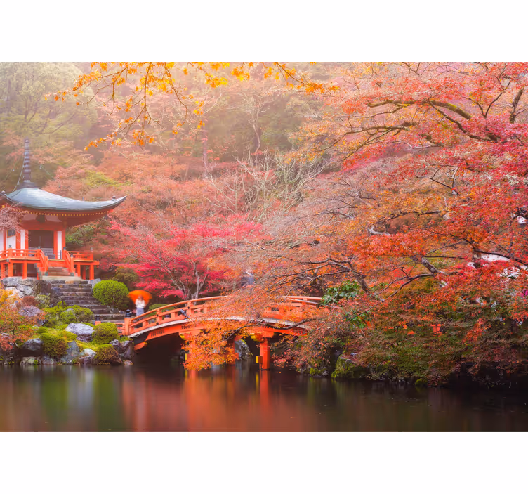 Tranquil garden pavilion landscape wall mural - TenStickers