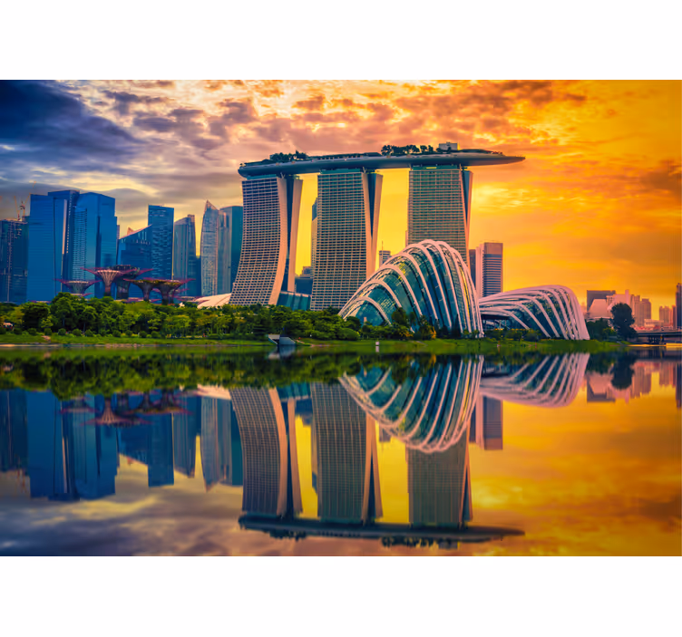 Marina Bay Reflections wall mural city - TenStickers