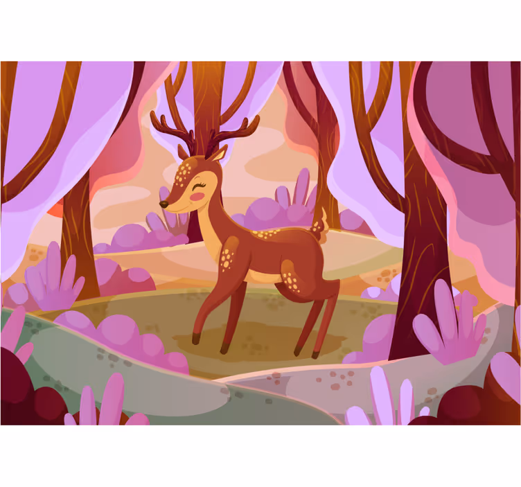 Wall mural animals charming forest deer - TenStickers