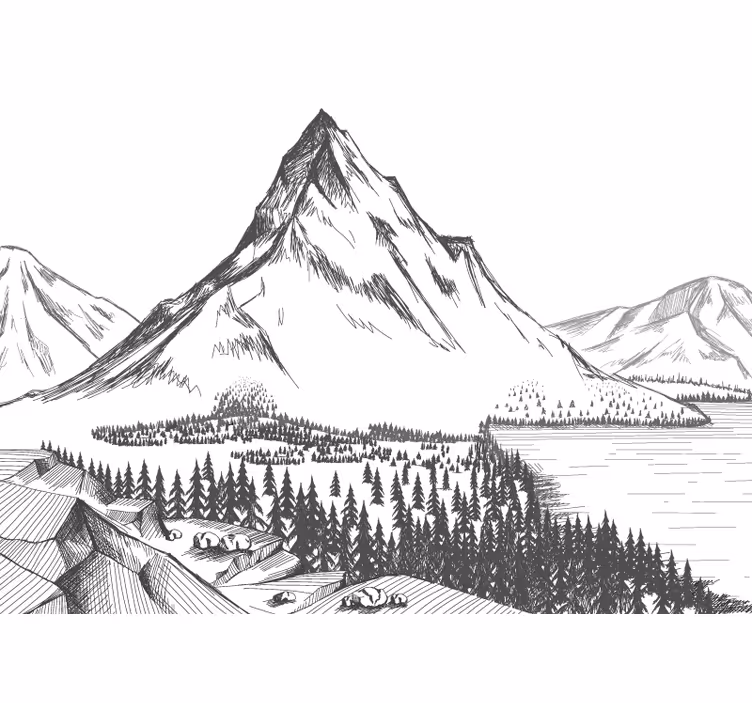 Mountain wall mural grand mountain landscape - TenStickers