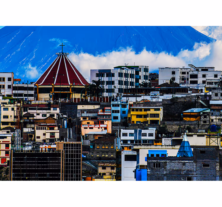 Cityscape with Volcano wall mural city - TenStickers