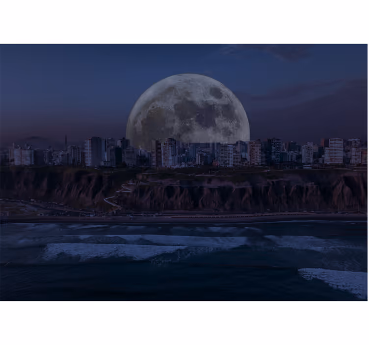 Moonlit Urban Skyline abstract mural wallpaper - TenStickers
