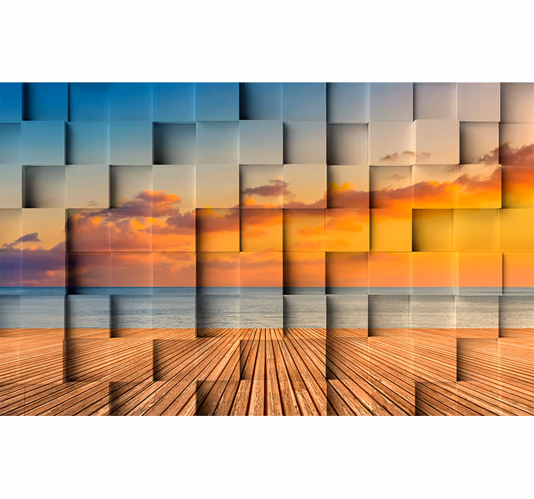 3d mural wallpaper sunset ocean view - TenStickers