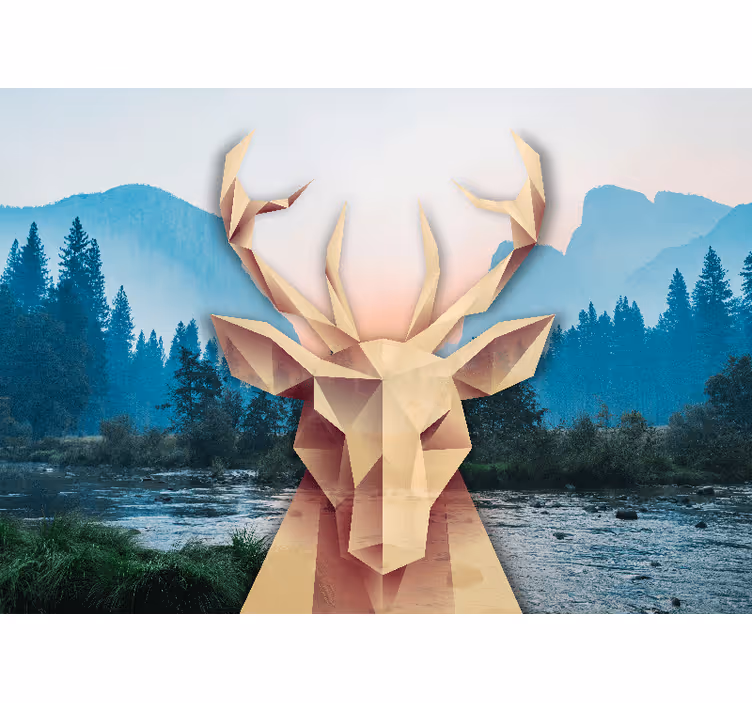 Geometric Stag Portrait wall mural animals - TenStickers