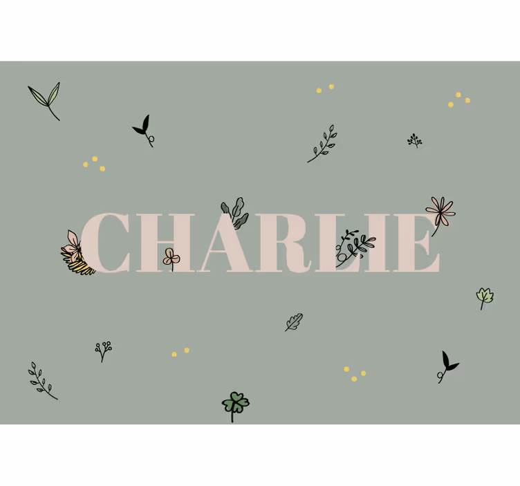 Floral Name Design childrens bedroom wall mural - TenStickers