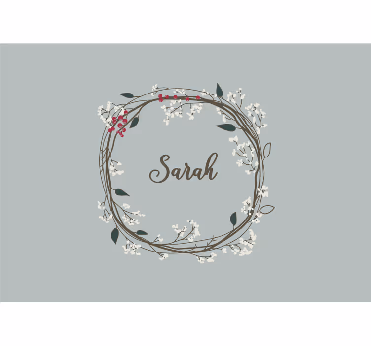 Floral name circle childrens bedroom wall mural - TenStickers