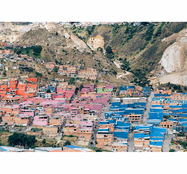 Colorful Hillside Homes wall mural city - TenStickers