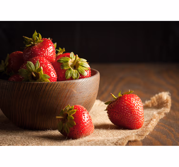 Fresh Strawberry Bowl flowers wall mural - TenStickers
