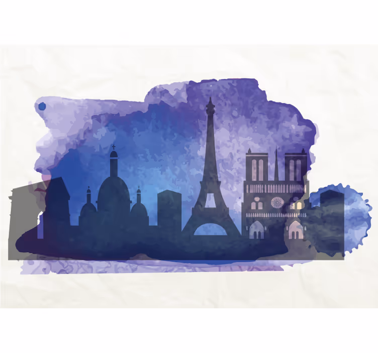 Paris Skyline Silhouette wall mural city - TenStickers
