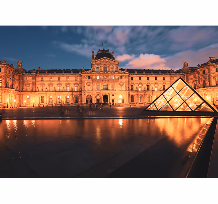 Wall mural city louvre pyramid at night - TenStickers
