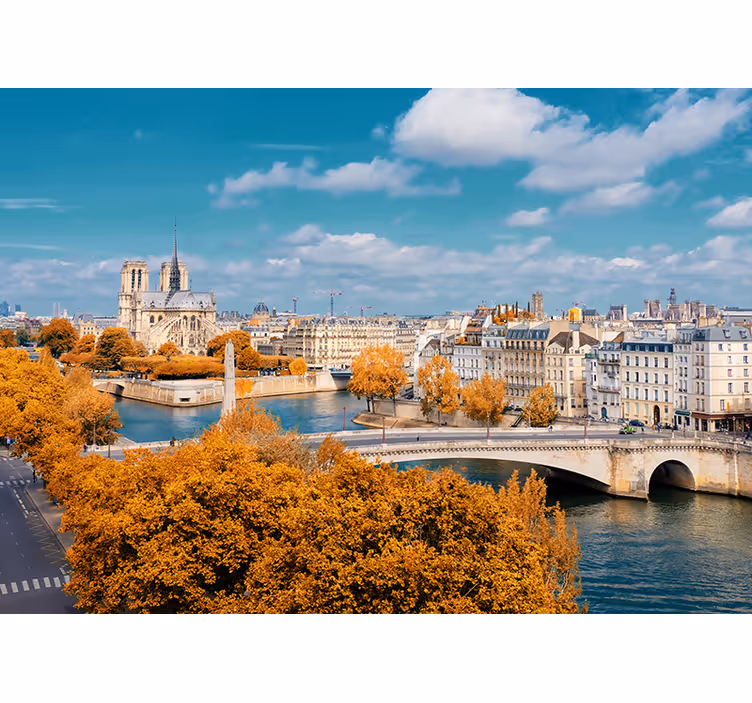 Wall mural paris notre dame autumn scene - TenStickers