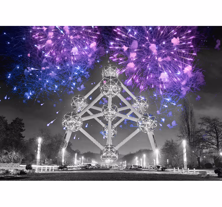 Atomium Fireworks Display wall mural city - TenStickers
