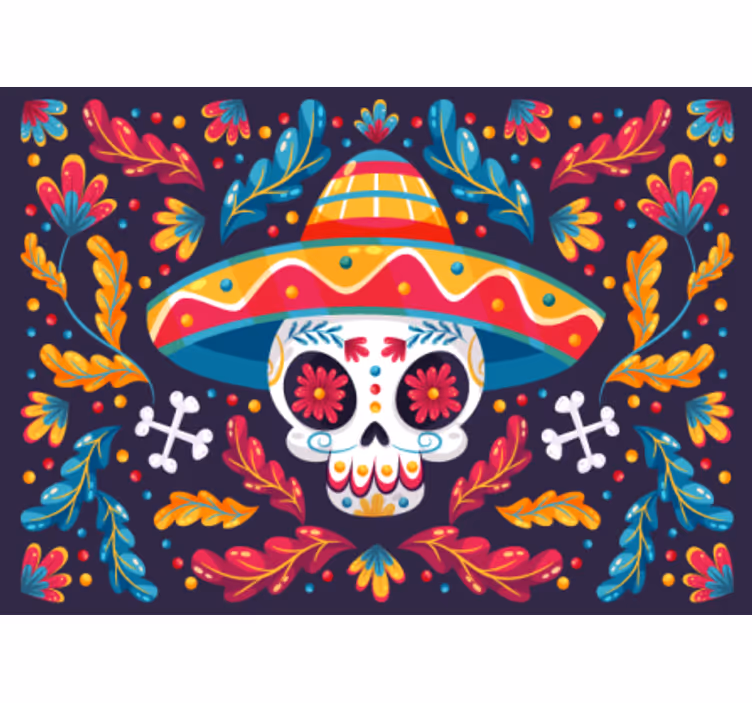 Wall mural animals colorful sugar skull - TenStickers