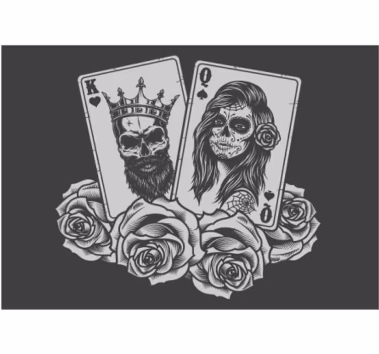 Skull Playing Cards wall mural painting - TenStickers