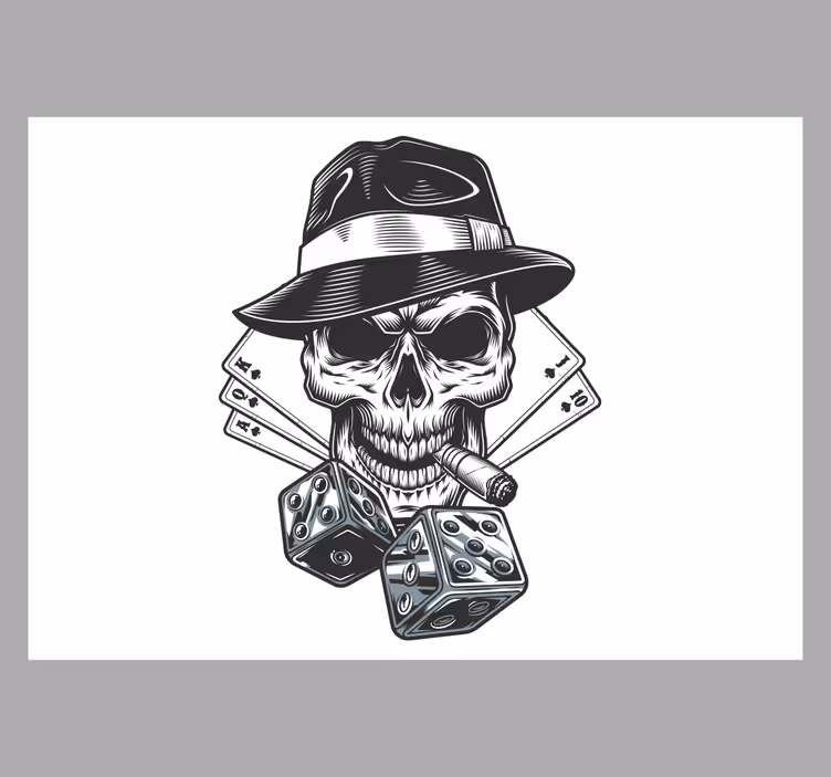 Wall mural music skull with dice - TenStickers