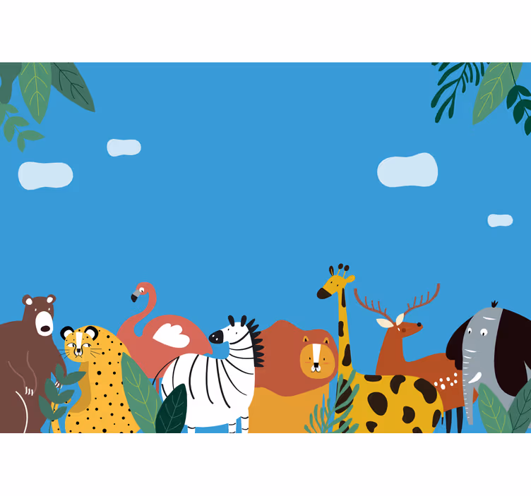 Colorful Animal Parade wall mural animals - TenStickers