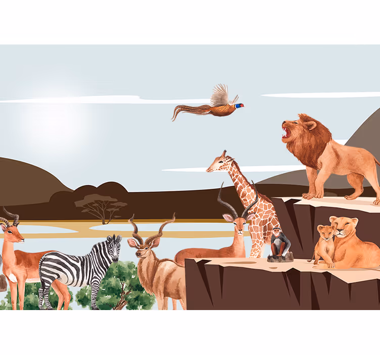 Majestic Wildlife Gathering wall mural animals - TenStickers