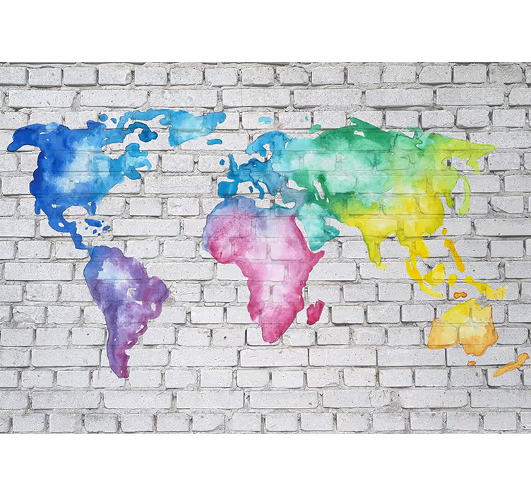 Wall mural world map watercolor world map - TenStickers