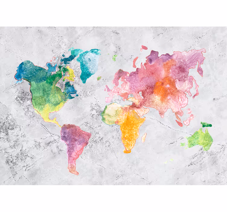 Wall mural world map colorful map design - TenStickers