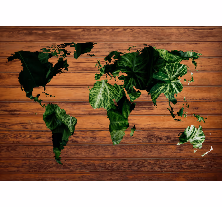 Global Map Foliage wall mural world map - TenStickers