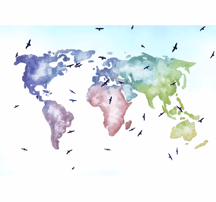 Colorful Worldwide Map wall mural world map - TenStickers