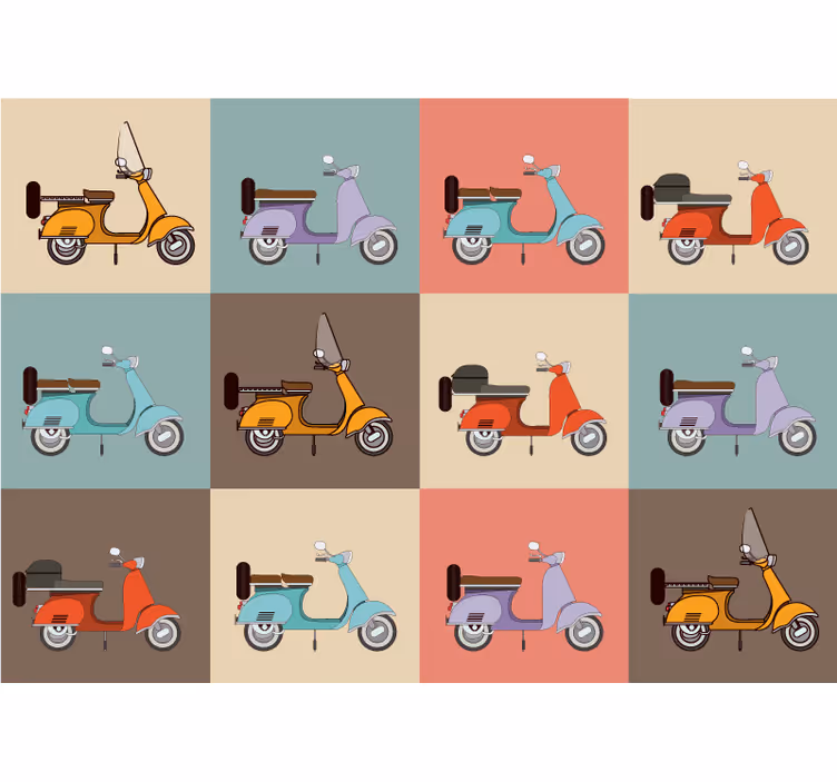 Retro scooter pattern automotive wall murals - TenStickers