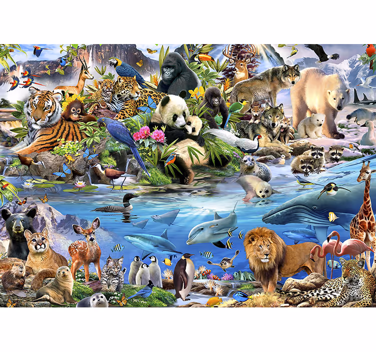 Wildlife safari scene childrens bedroom wall mural - TenStickers