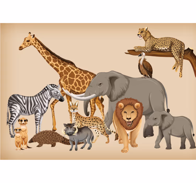 Savanna Wildlife Collection wall mural animals - TenStickers