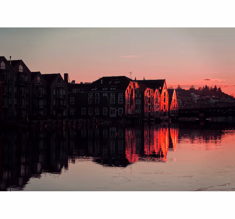 Reflecting canal houses wall mural city - TenStickers