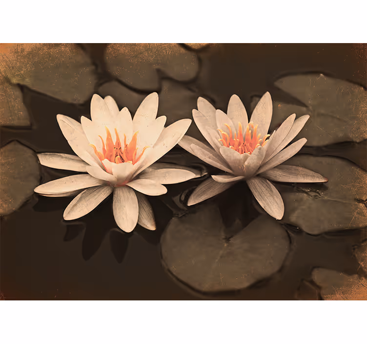 Lotus Flower Pair poppy wall mural - TenStickers