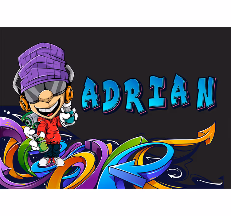 Urban art wall mural featuring fun cartoon character - TenStickers