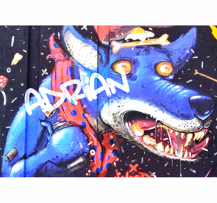 Customisable Blue Wolf urban art wall mural - TenStickers