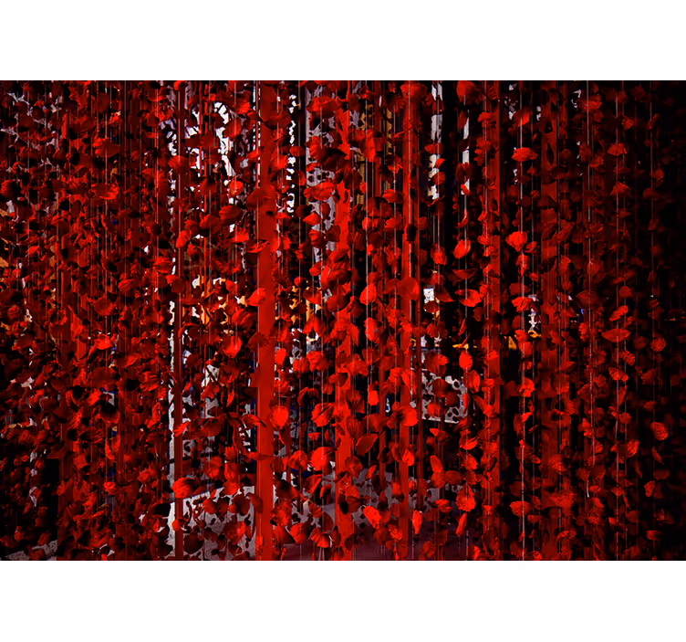 Red Floral Cascade flowers wall mural - TenStickers