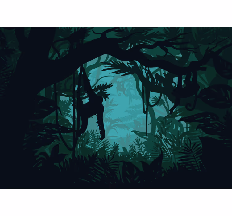 Wall mural jungle vibrant jungle scene - TenStickers