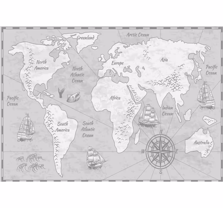 Wall mural world map cartographic world journey - TenStickers