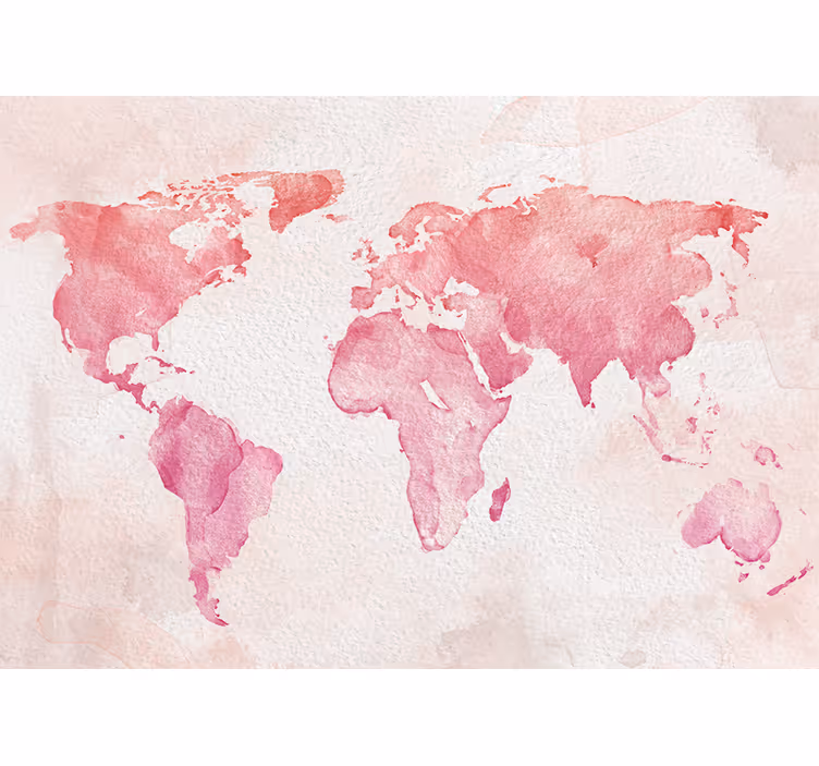 Wall mural world map watercolor world outline - TenStickers