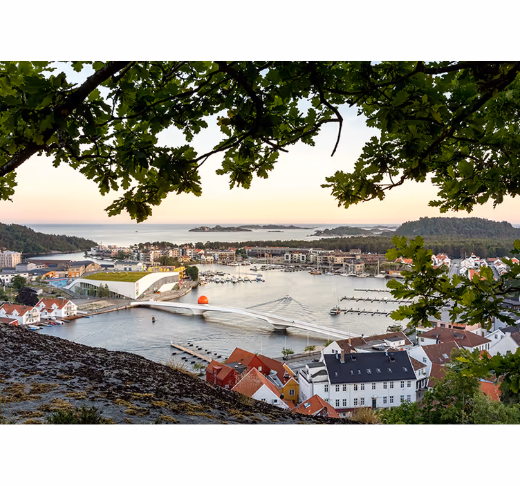 Wall mural city charming coastal scene - TenStickers