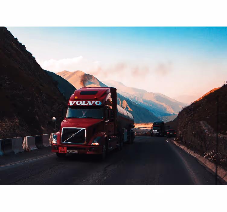 Red Truck On Highway automotive wall murals - TenStickers