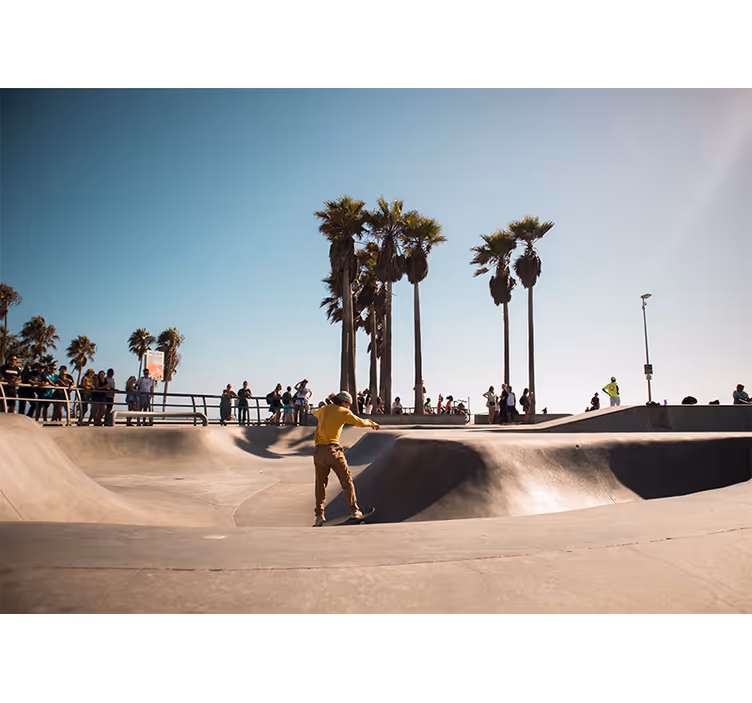 Skateboarding by Ocean wall mural city - TenStickers
