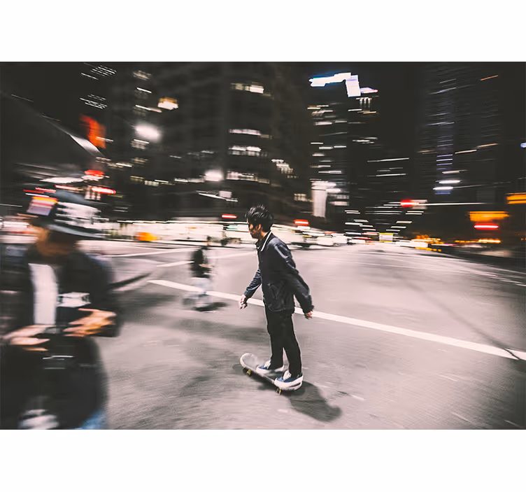 Wall mural city urban night skate - TenStickers